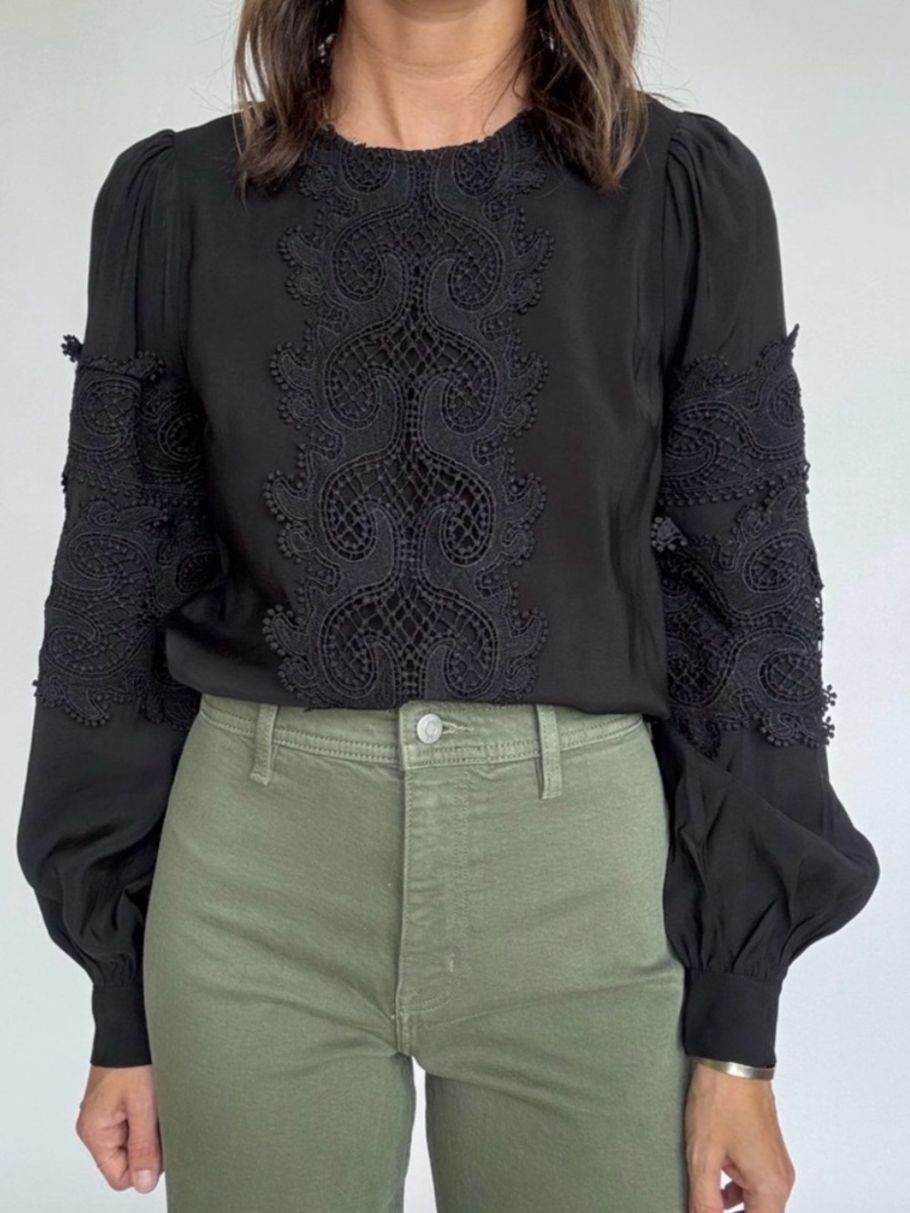 Ciebon Black Lace Blouse Size Medium EUC